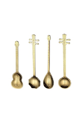 Sones Paslanmaz Çelik Kahve Karıştırma Kaşığı Yaratıcı Müzik Aleti Şekli Kaşık, Stil: Gitar, Renk: Renkli