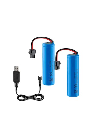 3.7v 18650 Li-on Siyah Soketli 2 Adet Oyuncak Pili Ve Usb Şarj