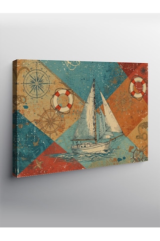 Kanvas Tablo Yelkenli Tekne Ve Desenler