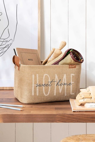 Ocean Home Textile Home Sweet Home Jüt Sepet 30 x 21 x 18 cm
