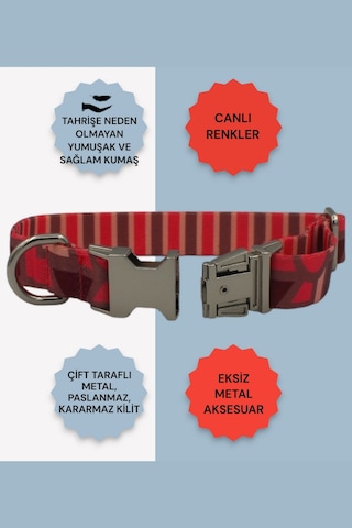 Caramelos İsimli Köpek Tasması, Köpek Künyesi, Köpek İsimlik 230 Kırmızı