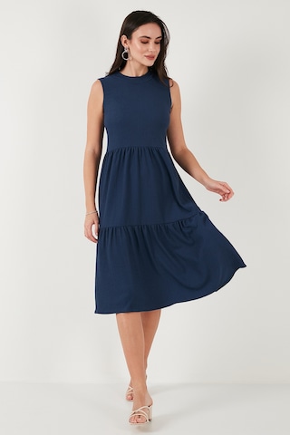 Lela Regular Fit Kolsuz Midi Bayan Elbise 5869008 Indigo