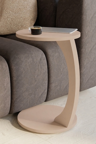 Tekerlekli C Tasarım Cappuccino Yan Sehpa Modern Hareketli Orta Sehpa Salon Ve Oturma Odası Masası Cappuccino