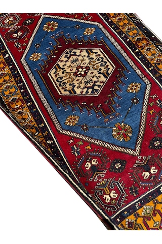 El Dokuması Sıfır Yahyalı Halısı 108x170 Kök Boya %100 Yün Halı Lacivert