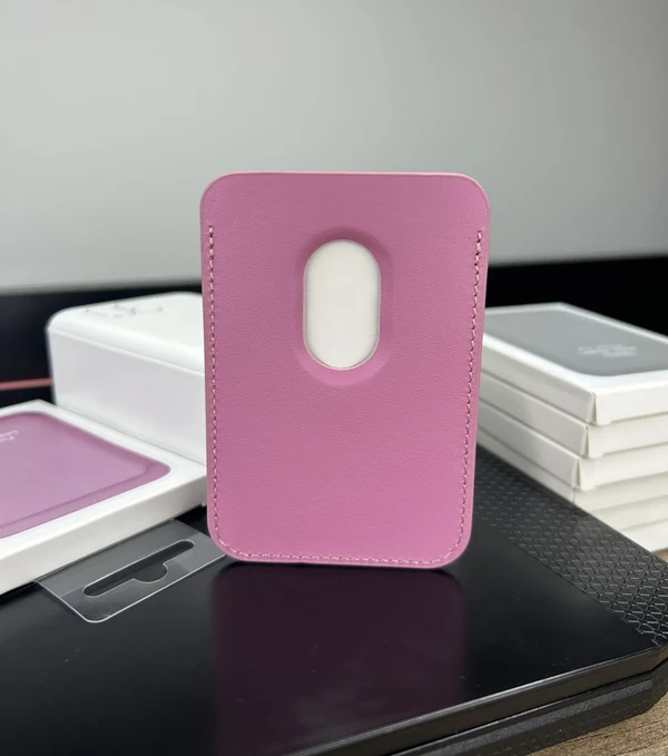 Magsafe Deri Cüzdan Kartlık Tüm Modellerle Uyumlu - Bordo Barbie Pembe