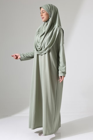 Başörtülü Tek Parça Namaz Elbisesi - Mint Yeşili - 5015 Mint Yeşili