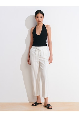 Dilvin 72142 Bağcıklı Jogger Pantolon-beyaz Beyaz