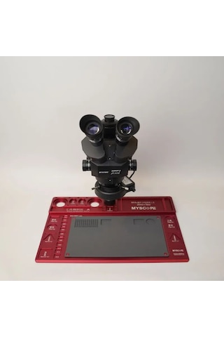 Myscope Td-7s Kamera Yuvalı Profesyonel Trioküler Siyah Kafa Tamir Mikroskobu Geniş Kırmızı Çalışma Tablası My-7s