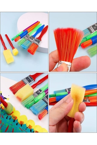 Fırça Seti 6 Lı Plastik Sap Resim Fırçası 1 Paket Suluboya Akrilik Boya Guaj Boya Yağlı Boya Fırca Seti