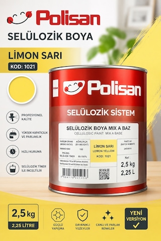 Polisan Selülozik Boya Limon Sarısı 2,5 Litre Yeni Versiyon 1021