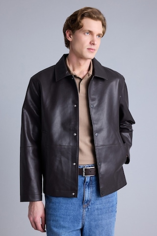 Defacto Regular Fit Polo Yaka Astarlı Çıtçıt Kapamalı Cepli Suni Deri Mont H2233ax26aubn338 Kahve-bn338