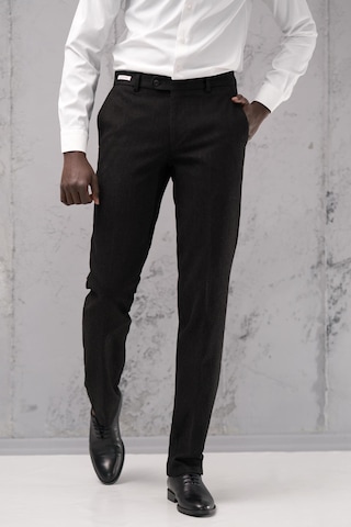 Ecer Regular Fit Düz Kalın Kışlık Gabardin Yan Cepli Pantolon Siyah