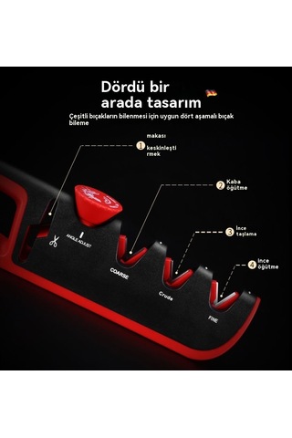 Airron Ayarlanabilir Açıya Sahip Ev Tipi Elmas Kalemtıraş-kırmızıve Siyah