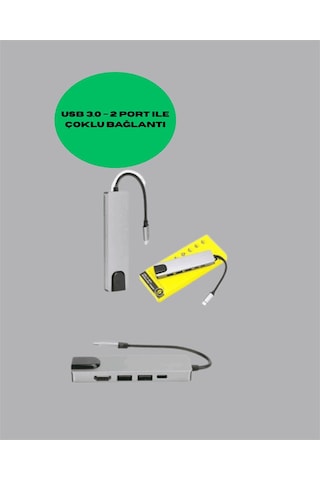 Usb-c Çoklu Port Hub, 4k Hdmı Gigabit Ethernet Çıkışlı 0