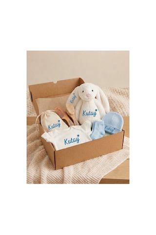 P&m Gift Shop İsme Özel Yenidoğan Bebek Seti Premium Mavi