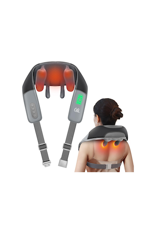 Cılı Isıtmalı Kablosuz Boyun Masajı, 4d Shiatsu Boyun Omuz Masajı Derin Doku Boyun Sırt Masajı Yastığı, Daha Geniş Masaj Başlığı Ve Daha Fazla Isıtma Alanı, Baba Anneye Hediye