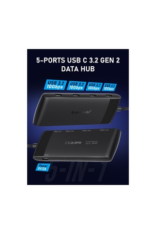 Lemorele Tc107, 10gbps Yüksek Hızlı 4 Port Usb 3.2 Gen2 Hub - 60cm Uzun Örgü Kablolu Çoklayıcı Mc & Pc