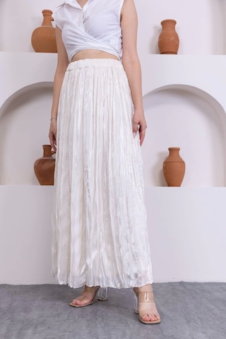 Kırışık Detaylı Etek 6034-krem Krem