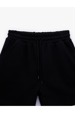 Koton Cepli Beli Bağcıklı Pamuklu Slim Fit Mini Şort Siyah 6sal40004ık Siyah
