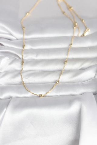 Mey İthalat Cm 14k Gold Renk Damla Topçuk Model Zincirli 60 Cm Kadın Kolye 11