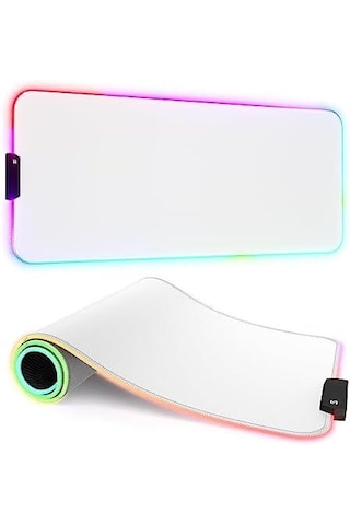 Quandtech Gaming Oyuncu Mouse Pad Beyaz Rgb Speed Yüzey 13+1 Farklı Değişen Ledlı,80x30 Cm Beyaz