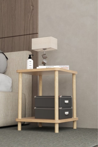 35x35 Cm Kare İki Katlı Ahşap Komodin Çok Amaçlı Sehpa Yatak Odası Baza Yanı Ayak Yükseklik 45 Cm - Atlantik Çam