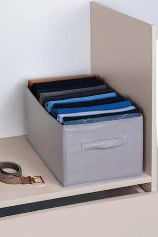 Orret Home 24x41x20 Cm Bez Kutu Pantolon Organizeri Dolap İçi Düzenleyici, Çamaşır Organizer, Gardırop İçi Pantolon Saklama Kutusu, Katlanabilir Dolap Organizer Sepeti