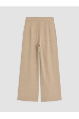 Lcw Comfort Bej Geniş Paça Pileli Kadın Kumaş Pantolon