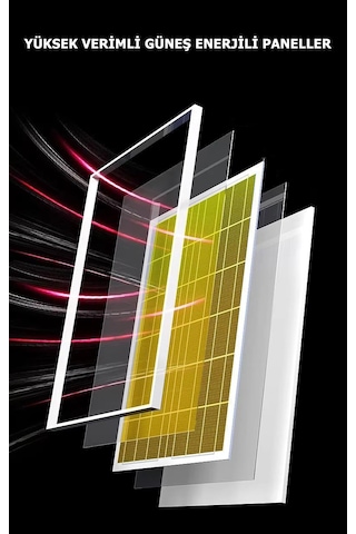 200 Solar 5 Modlu Güneş Enerjili Led Projektör Mavi Yeşil Kırmızı Ve Rgb Renk Aydınlatma 1 Adet