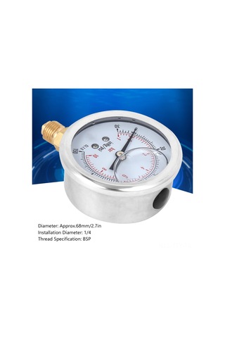 Dianziye Stainless Steel + Brass Radyal Yağlı Vakum Manometresi, 1/4bsp, -1-10 Bar Aralığı, Doğru Ölçüm, Basit Kurulum, Makine-sanayi Kullanıma Uygun