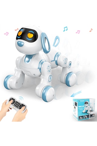 Uzaktan Kumandalı Şarjlı Akıllı Köpek - Interaktif, Eğitici Işıklı Müzikli Ve Dansçı Köpek Robot Oyuncak Mavi