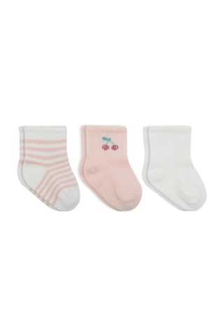 Akıllı Bayi Cherry Girl 3'lü Penye Soket Çorap 10138 Ekru Renkli