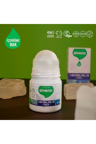 Siveno %100 Doğal Roll On Erkek Deodorant Ter Kokusu Önleyici Bitkisel Leke Bırakmayan Vegan 50 ML