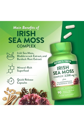 Nature's Truth Irish Sea Moss With Bladderwrack & Burdock Root Greens & Superfoods 90 Caps