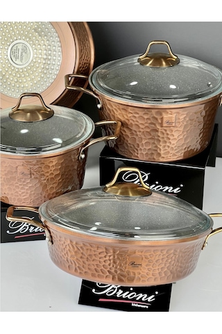 Brioni Copper 7 Parça Tencere Takımı Bakır Cp-11101