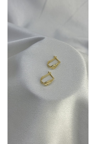 J Model Taşlı Altın Küpe Sarı Altın