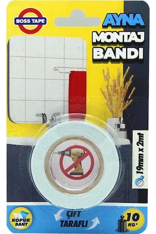 Boss Tape 4170 Çift Taraflı Köpük Ayna Montaj Bandı 19mmx2m