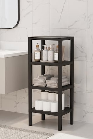 Mithra Life 4 Katlı Plastik Siyah Banyo Mutfak Rafı Mıt1050 50 x 22