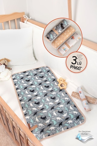 3lü Alt Açma Değiştirme Örtü Sıvı Geçirmez Koruyucu Alez Yıkanabilir Bebek Bakım Pedi S BejGrup