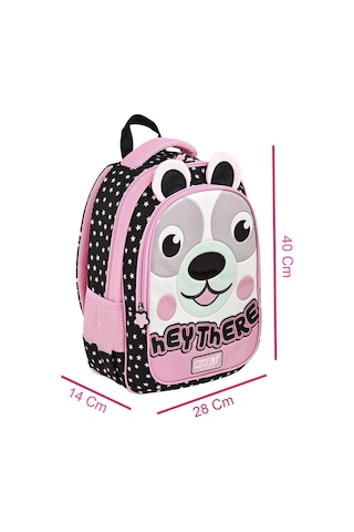 Muggle 2 Bölmeli Hey There Okul Sırt Çantası Siyah Mu-9091 Pembe