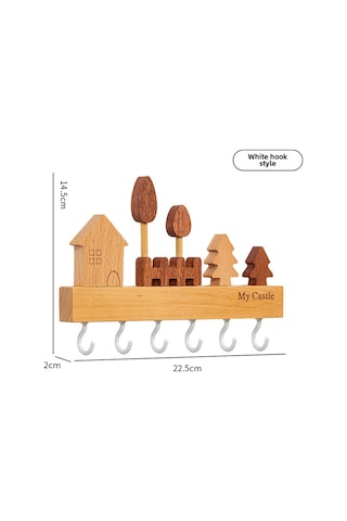 Springsun Ahşap Anahtar Tutucu Duvarlı Gömmezsiz, Kuzey Avrupa Stili 6 Kanca, Giriş Kapısı Organizer, Pratik Anahtar Saklama Bej