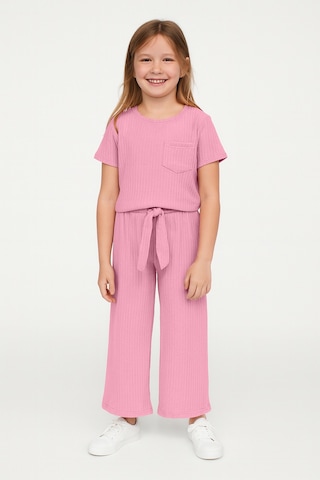 Kız Çocuk Pijama Altı Beli Lastikli Rahat Kalıp Pembe