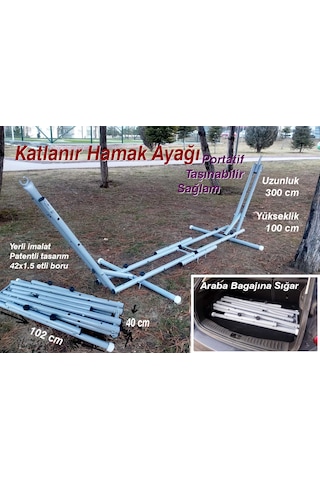 Hamak Ayağı, Katlanır Hamak Ayağı, Taşınabilir Hamak Satandı Gri