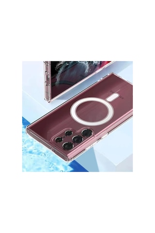 Samsung Uyumlu S23 Ultra Şeffaf Magsafe Kılıf Mtl Safe