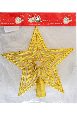 Yılbaşı Çam Ağacı Süsü 15 Cm Gold Yıldız Tepelik