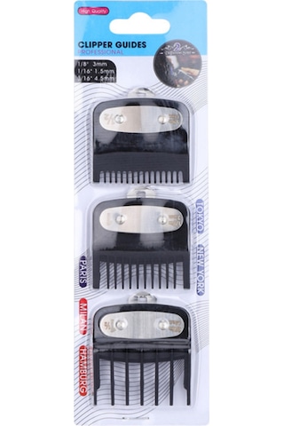 Vkemall Wahl Saç Kesme Makinesi Uyumlu Sınırlayıcı Tarak Seti - 3'lü Siyah 1.5mm, 3mm, 4.5mm