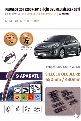 Peugeot 207 Ön Cam Silecek Takımı 2007-2012