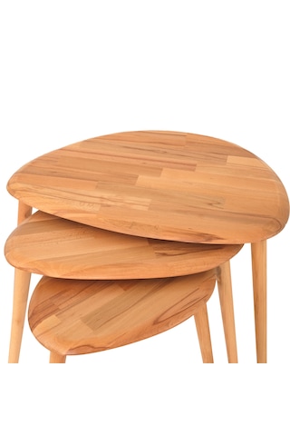 Naturel Masif Modern Doğal 3'lü Zigon Sehpa Seti