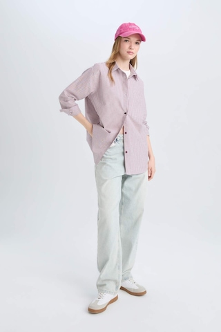 DeFacto Coool Oversize Geniş Kalıp Çizgili Oxford Uzun Kollu Gömlek E1807AX24WNBR467 Bordo