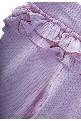 Cigit Arkası Fırfırlı Fitilli Tayt 0-3 Yaş Lila Lila